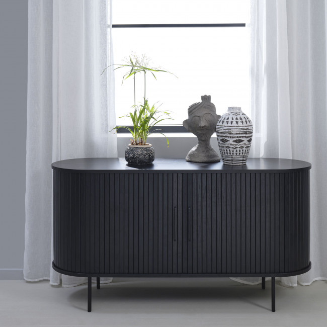 Alicia - Buffet 2 portes aux angles arrondis en bois et méral L140cm