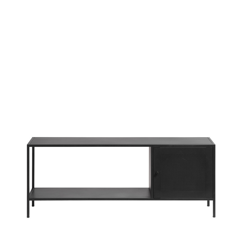 Abel - Meuble TV 1 porte en métal L120cm - Couleur - Noir