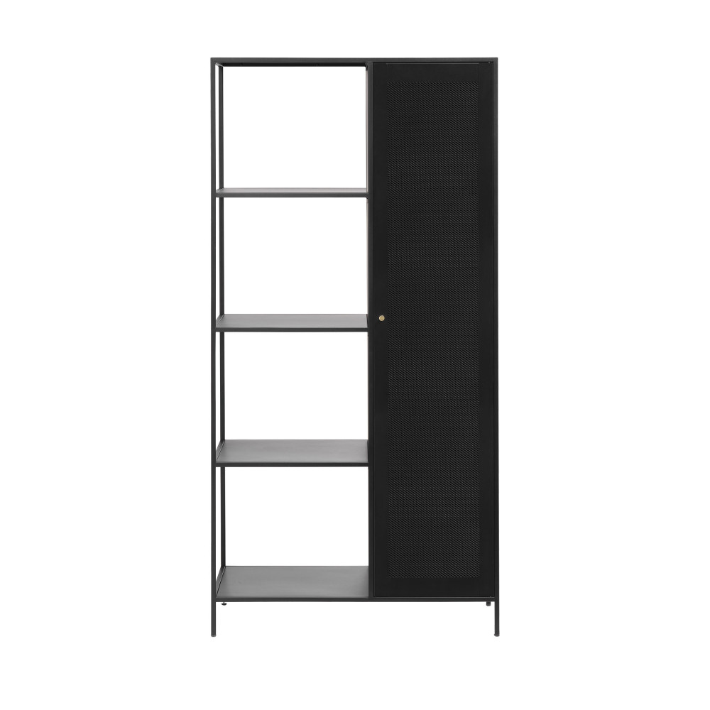 Abel - Armoire 1 porte, 4 niches en métal H180cm - Couleur - Noir