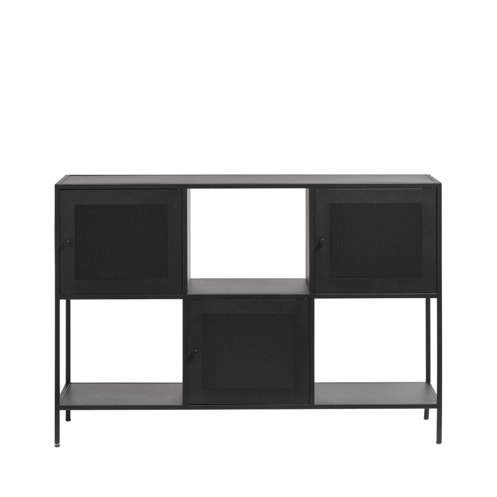 abel - buffet 3 portes, 3 niches en métal l120cm - couleur - noir