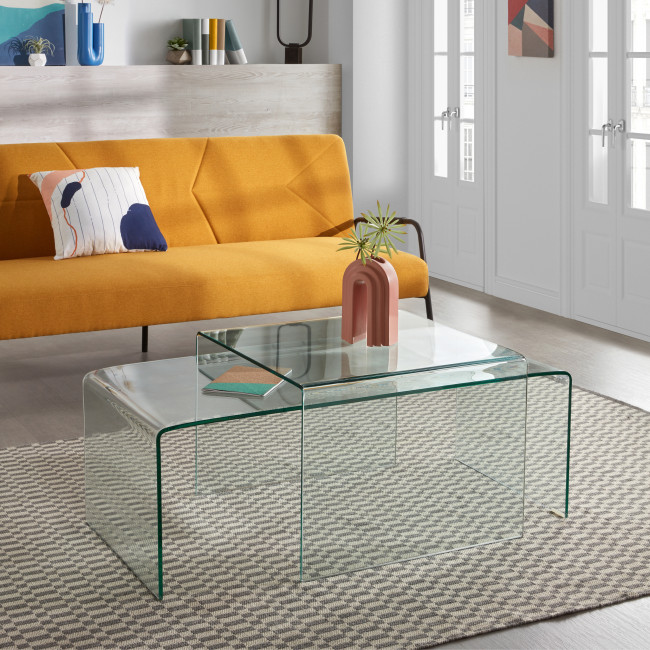 Table basse en verre trempé transparent Burano