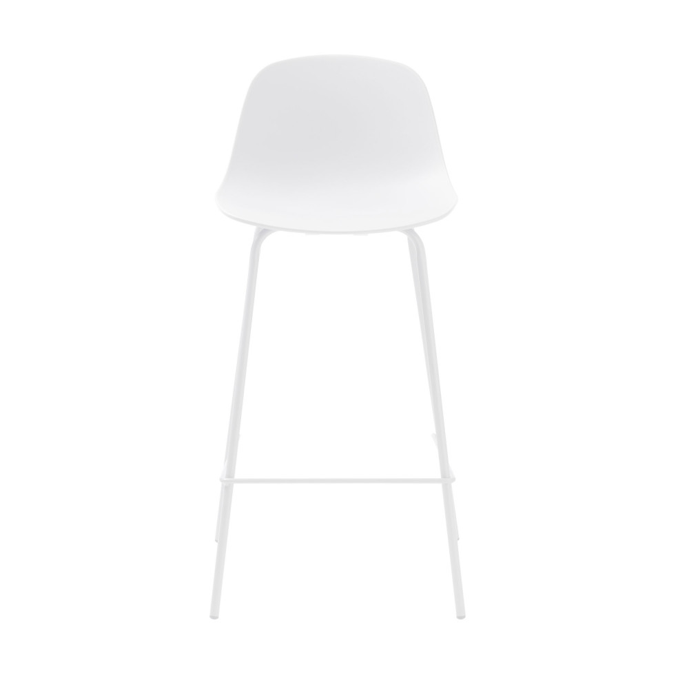 hel - lot de 2 chaises de bar en plastique et métal h67,5cm - couleur - blanc