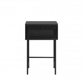 Rinto - Table d'appoint 1 tiroir en bois et métal
