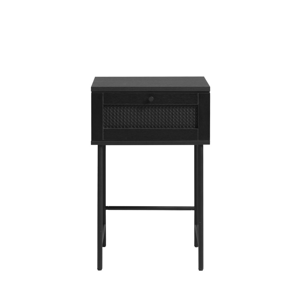 rinto - table de chevet 1 tiroir en bois et métal - couleur - noir