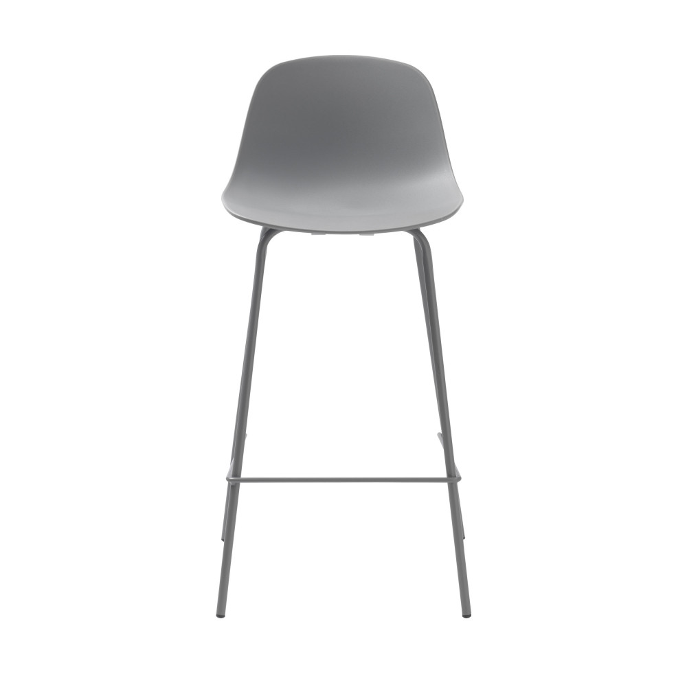 hel - lot de 2 chaises de bar en plastique et métal h67,5cm - couleur - gris