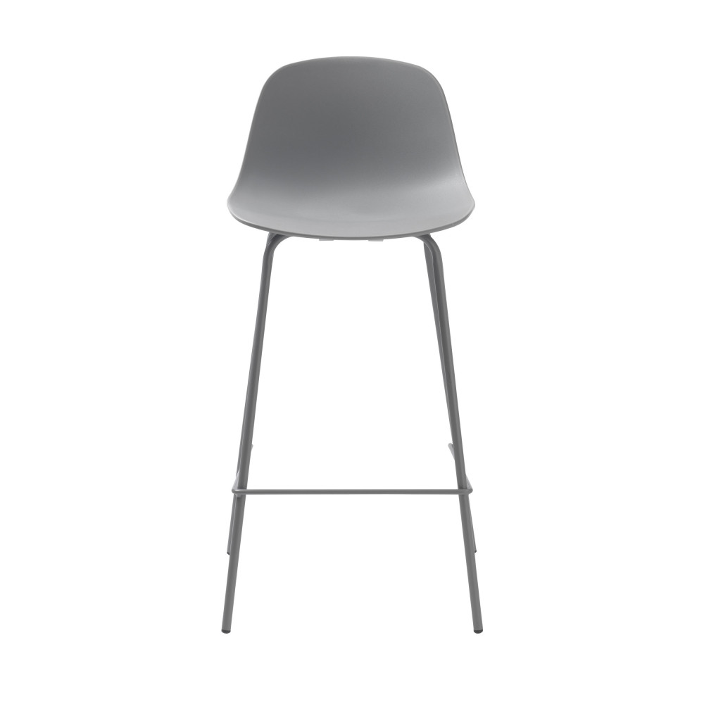 Hel - Lot de 2 chaises de bar en plastique et métal H67,5cm - Couleur - Gris