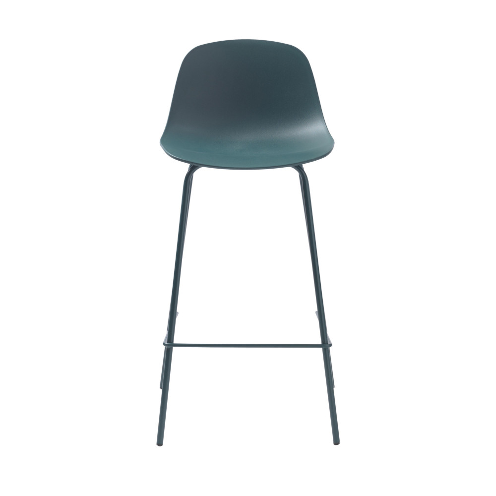 hel - lot de 2 chaises de bar en plastique et métal h67,5cm - couleur - vert d'eau