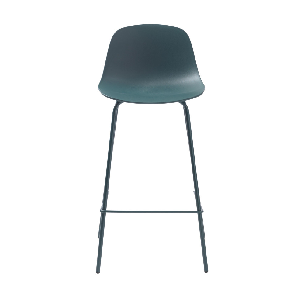 Hel - Lot de 2 chaises de bar en plastique et métal H67,5cm - Couleur - Vert d'eau