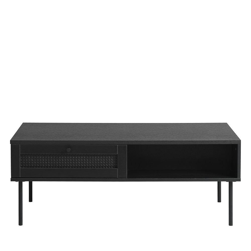 rinto - table basse 2 tiroirs en bois et métal - couleur - noir