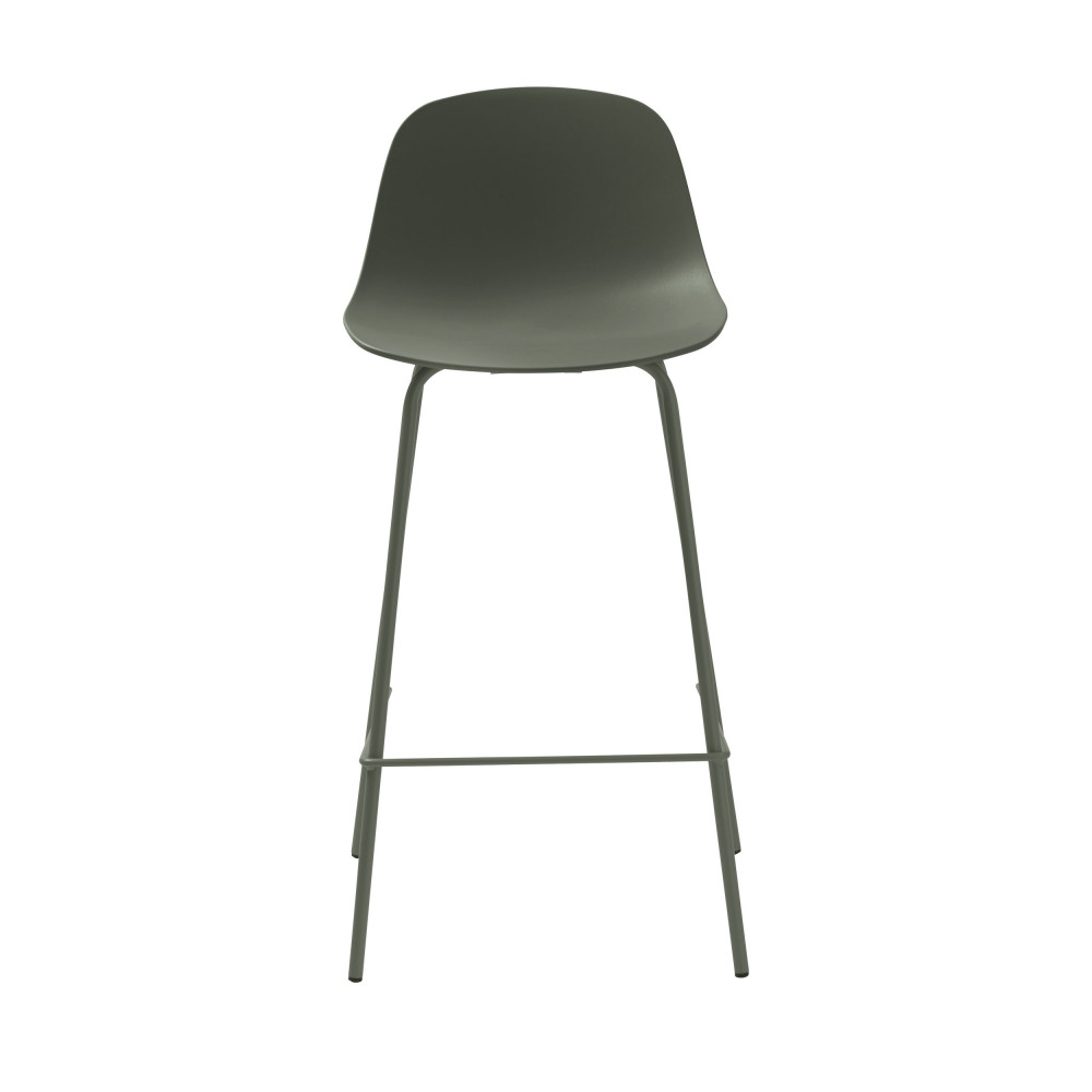 Hel - Lot de 2 chaises de bar en plastique et métal H67,5cm - Couleur - Vert kaki