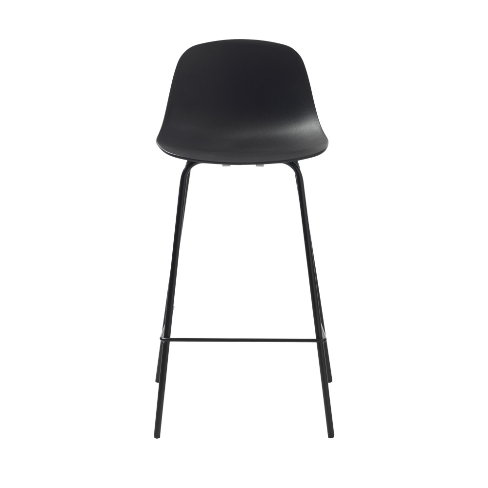 hel - lot de 2 chaises de bar en plastique et métal h67,5cm - couleur - noir