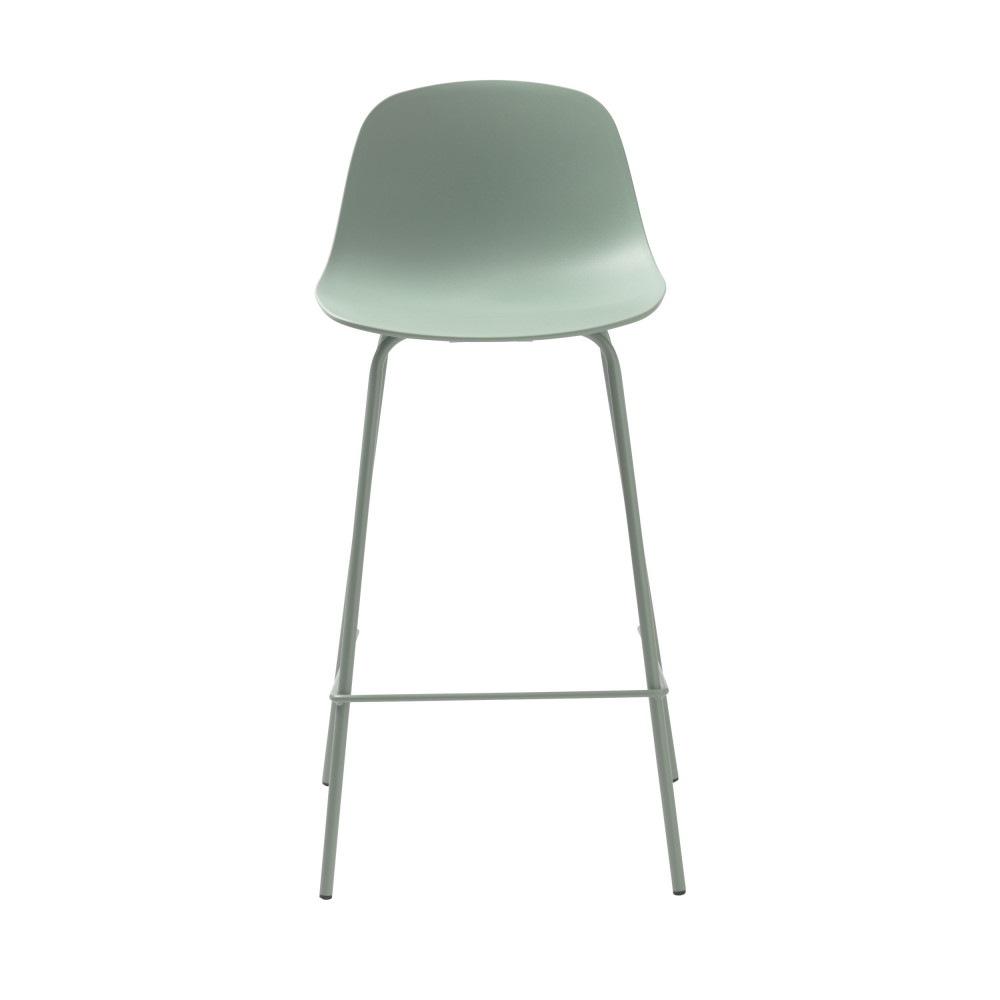 hel - lot de 2 chaises de bar en plastique et métal h67,5cm - couleur - vert