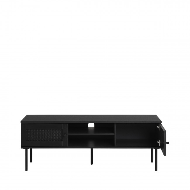 Rinto - Meuble tv 2 portes, 2 niches en bois et métal L120cm