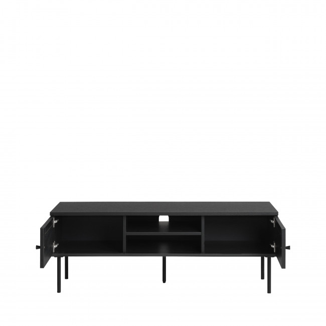 Rinto - Meuble tv 2 portes, 2 niches en bois et métal L120cm