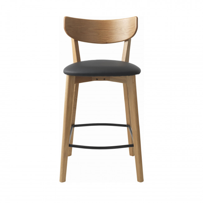 Aude - Lot de 2 chaises de bar en bois et simili H67cm