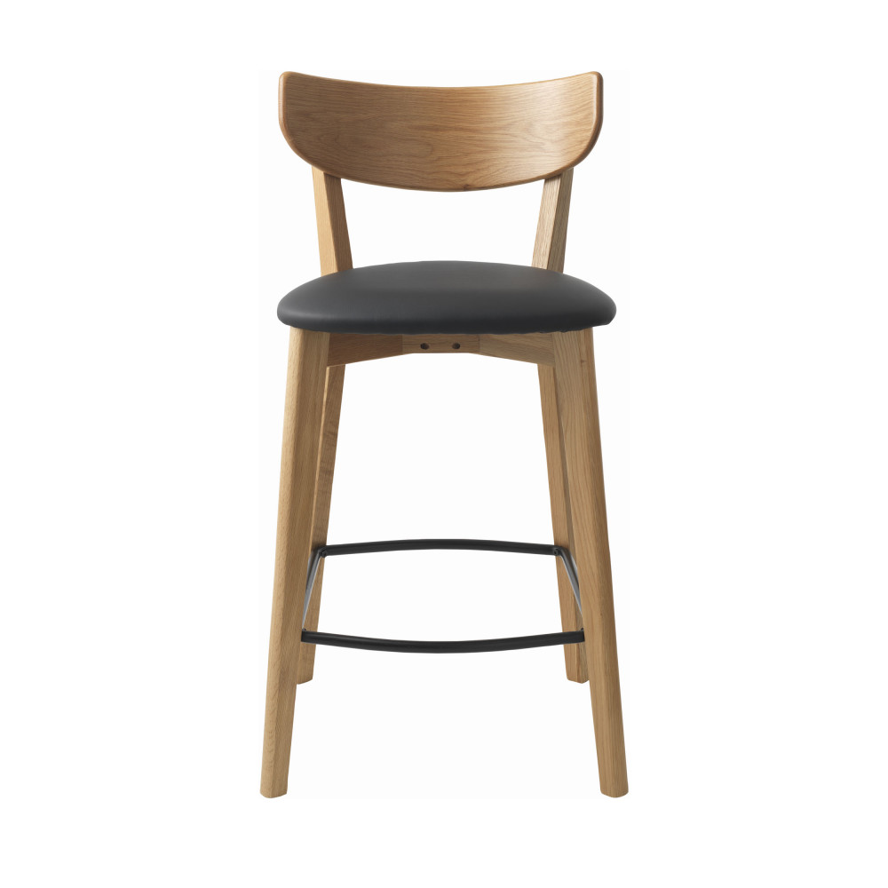 aude - lot de 2 chaises de bar en bois et simili h67cm - couleur - bois clair