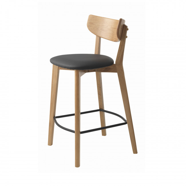 Aude - Lot de 2 chaises de bar en bois et simili H67cm