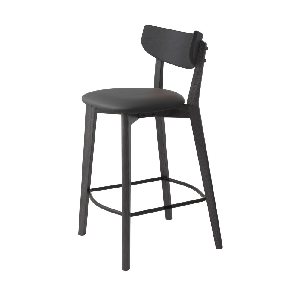 aude - lot de 2 chaises de bar en bois et simili h67cm - couleur - noir