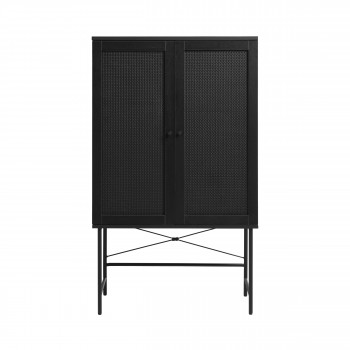 Rinto - Buffet haut 2 portes bois et métal H135cm