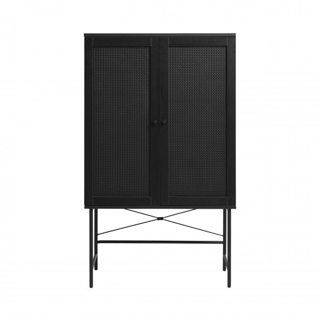Rinto - Buffet haut 2 portes bois et métal H135cm