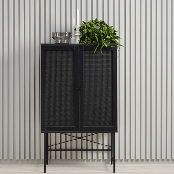 Rinto - Buffet haut 2 portes bois et métal H135cm