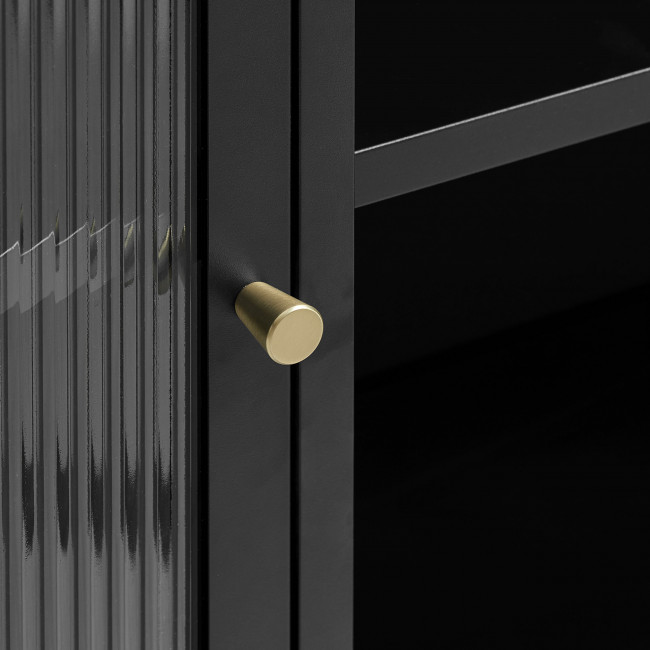 Bjorn - Buffet 3 portes en verre strié et métal L132cm