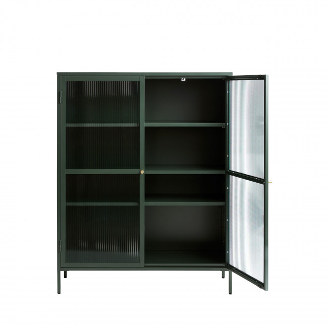 Bjorn - Vaisselier 2 portes en verre stié et métal H140cm