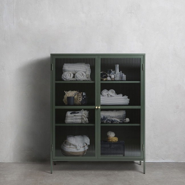 Bjorn - Vaisselier 2 portes en verre stié et métal H140cm