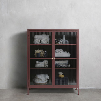 Bjorn - Vaisselier 2 portes en verre stié et métal H140cm