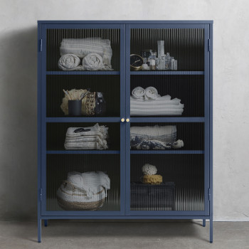 Bjorn - Vaisselier 2 portes en verre stié et métal H140cm