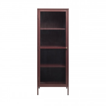 Bjorn - Colonne de rangement 1 porte en verre strié et métal H160cm