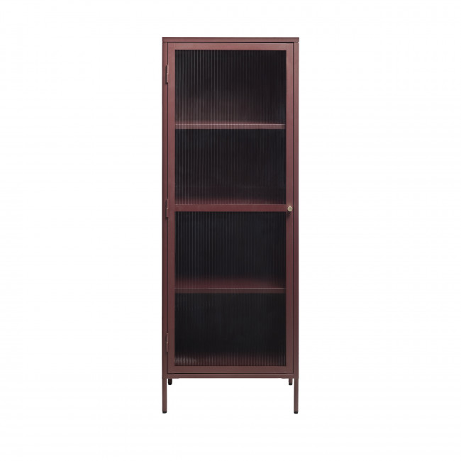 Bjorn - Colonne de rangement 1 porte en verre strié et métal H160cm