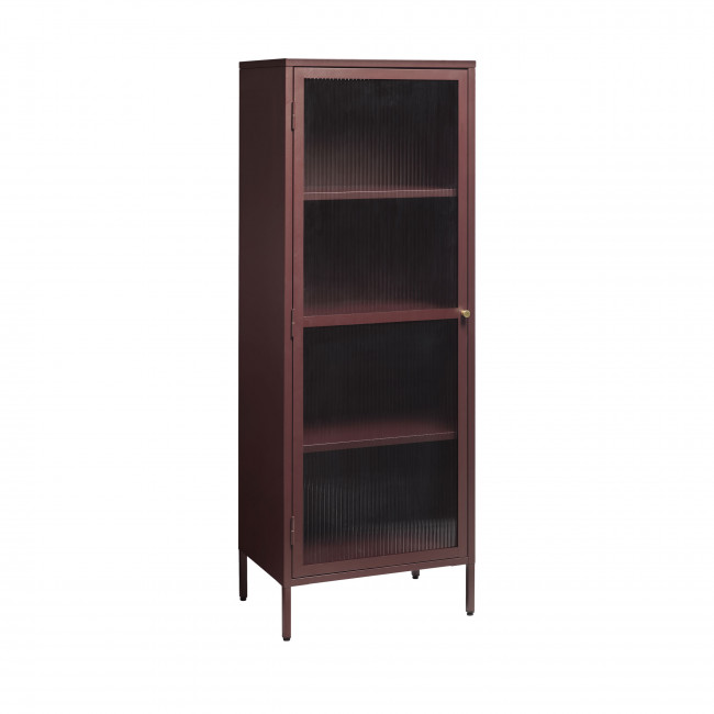 Bjorn - Colonne de rangement 1 porte en verre strié et métal H160cm