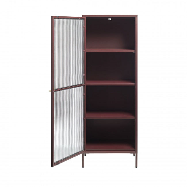 Bjorn - Colonne de rangement 1 porte en verre strié et métal H160cm