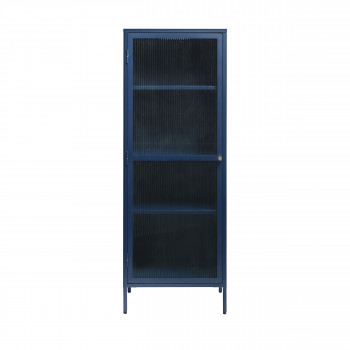 Bjorn - Colonne de rangement 1 porte en verre strié et métal H160cm