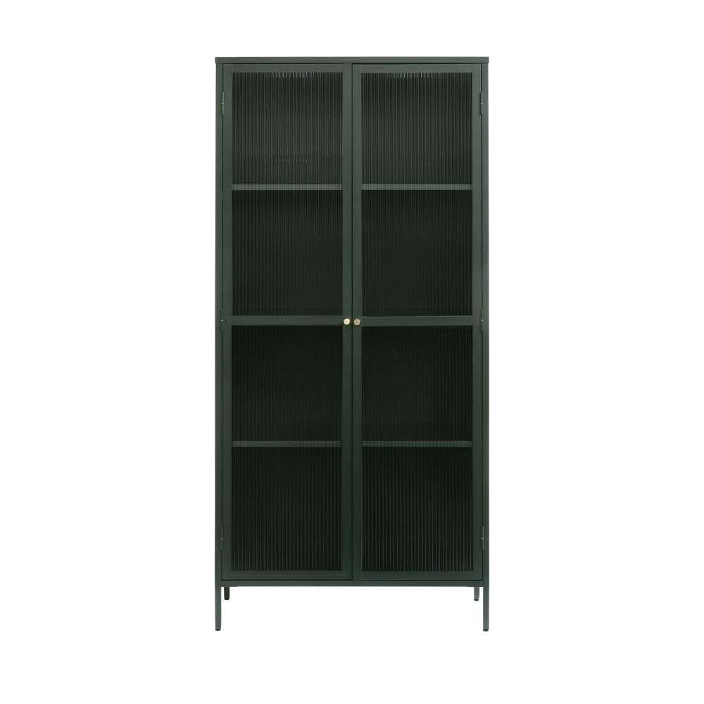 bjorn - vaisselier 2 portes en verre stié et métal h190cm - couleur - vert foncé