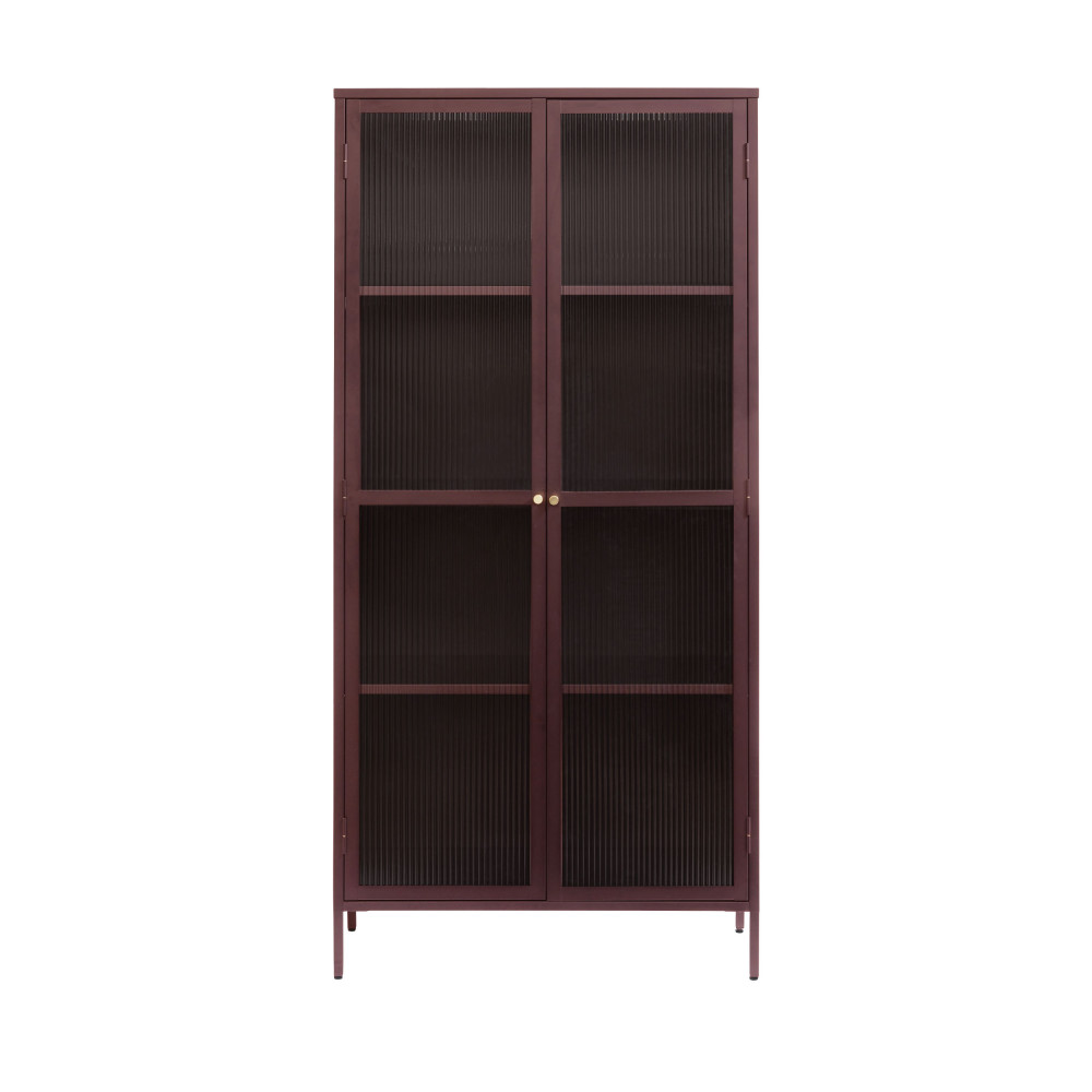 bjorn - vaisselier 2 portes en verre stié et métal h190cm - couleur - bordeaux