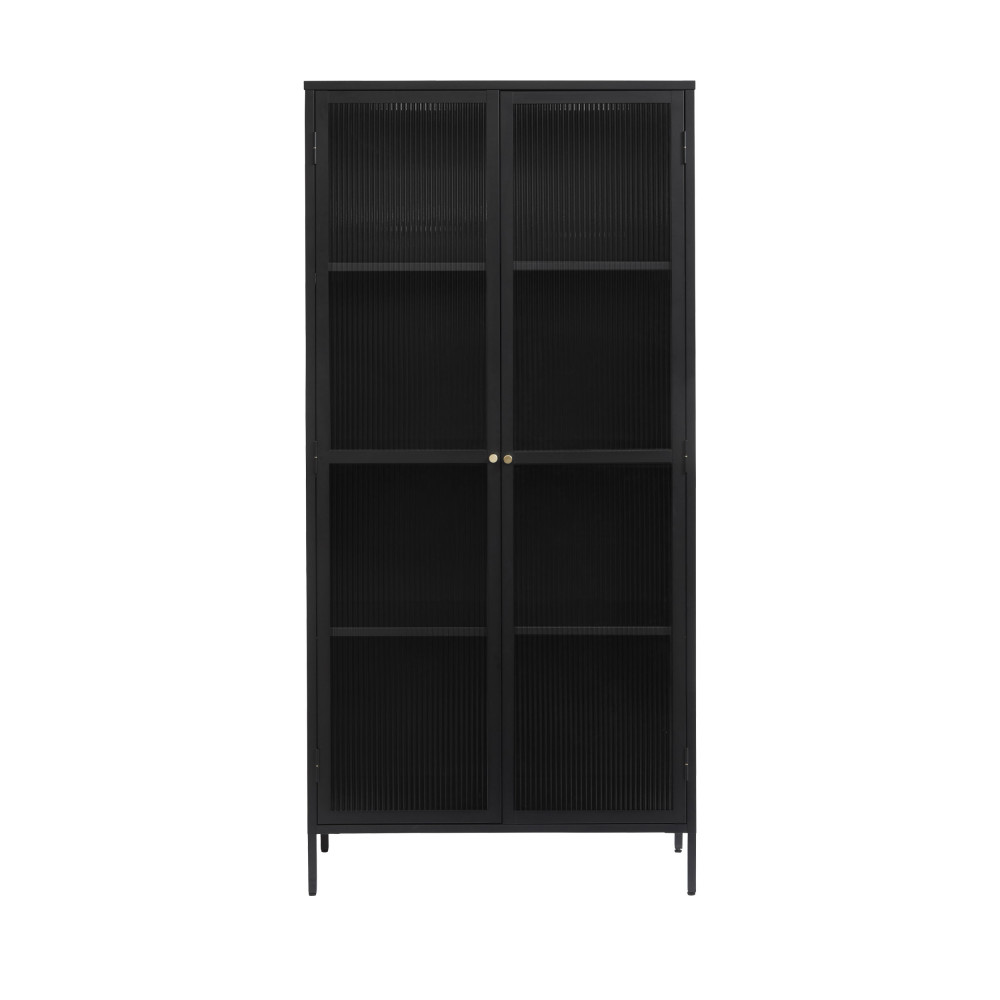 bjorn - vaisselier 2 portes en verre stié et métal h190cm - couleur - noir