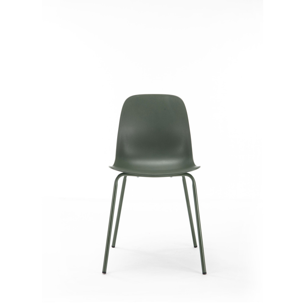 Hel - Lot de 4 chaises en plastique et métal - Couleur - Vert kaki