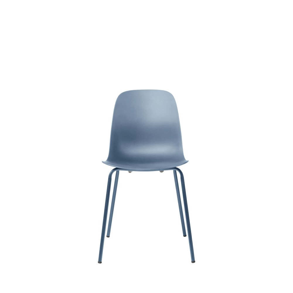 Hel - Lot de 4 chaises en plastique et métal - Couleur - Bleu