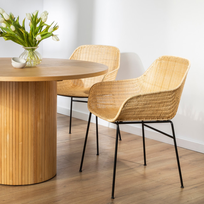 Somba - Lot de 2 fauteuils de table en rotin tressé