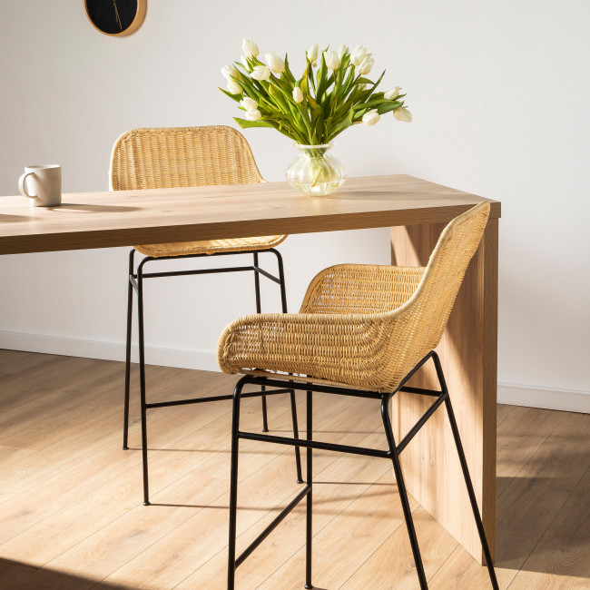 Somba - Lot de 2 fauteuils de bar en rotin tressé 75cm