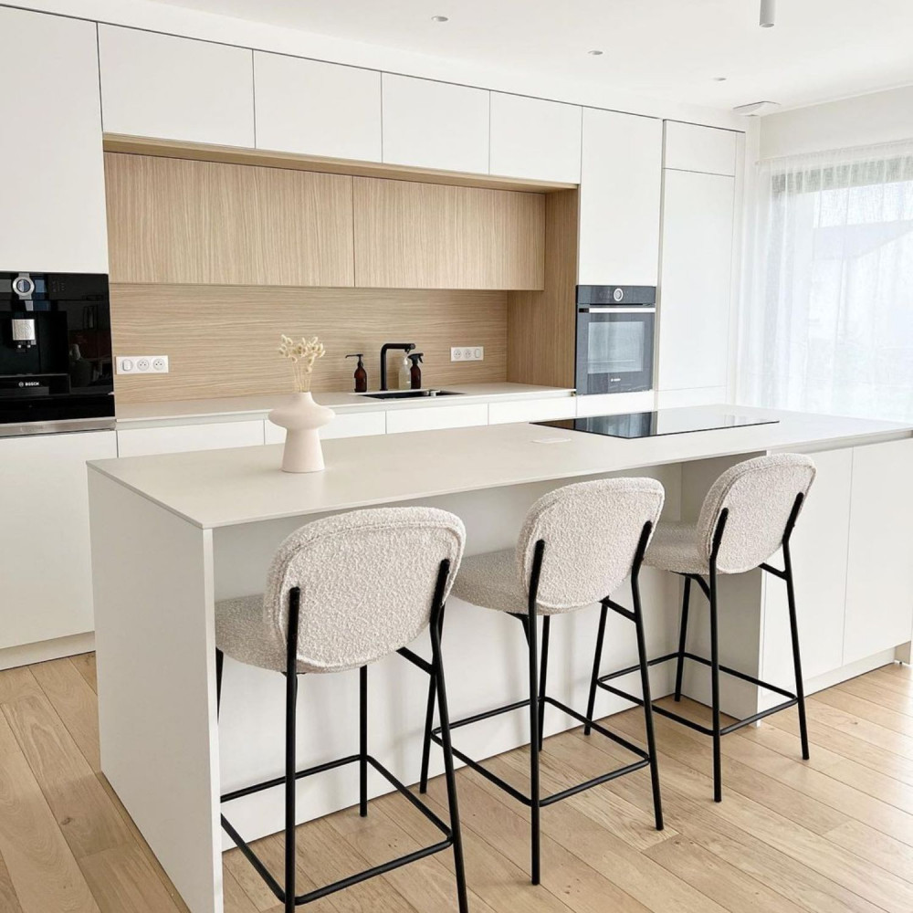 Dalby - Lot de 2 tabourets de bar en tissu bouclette et métal 65cm