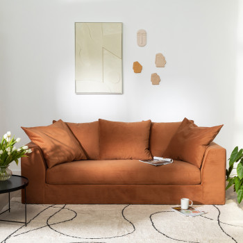 Amany - Canapé convertible entièrement déhoussable en velours