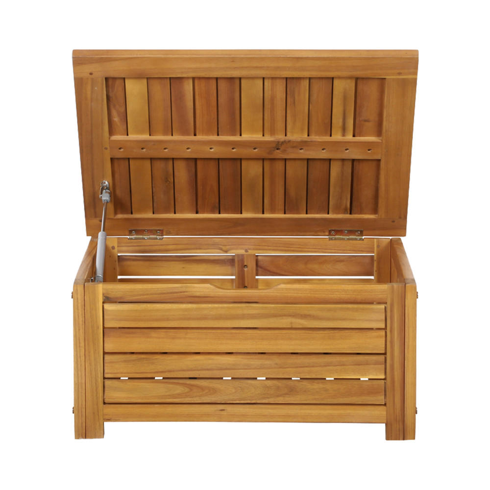 Banc de rangement en bois d'acacia pour extérieur