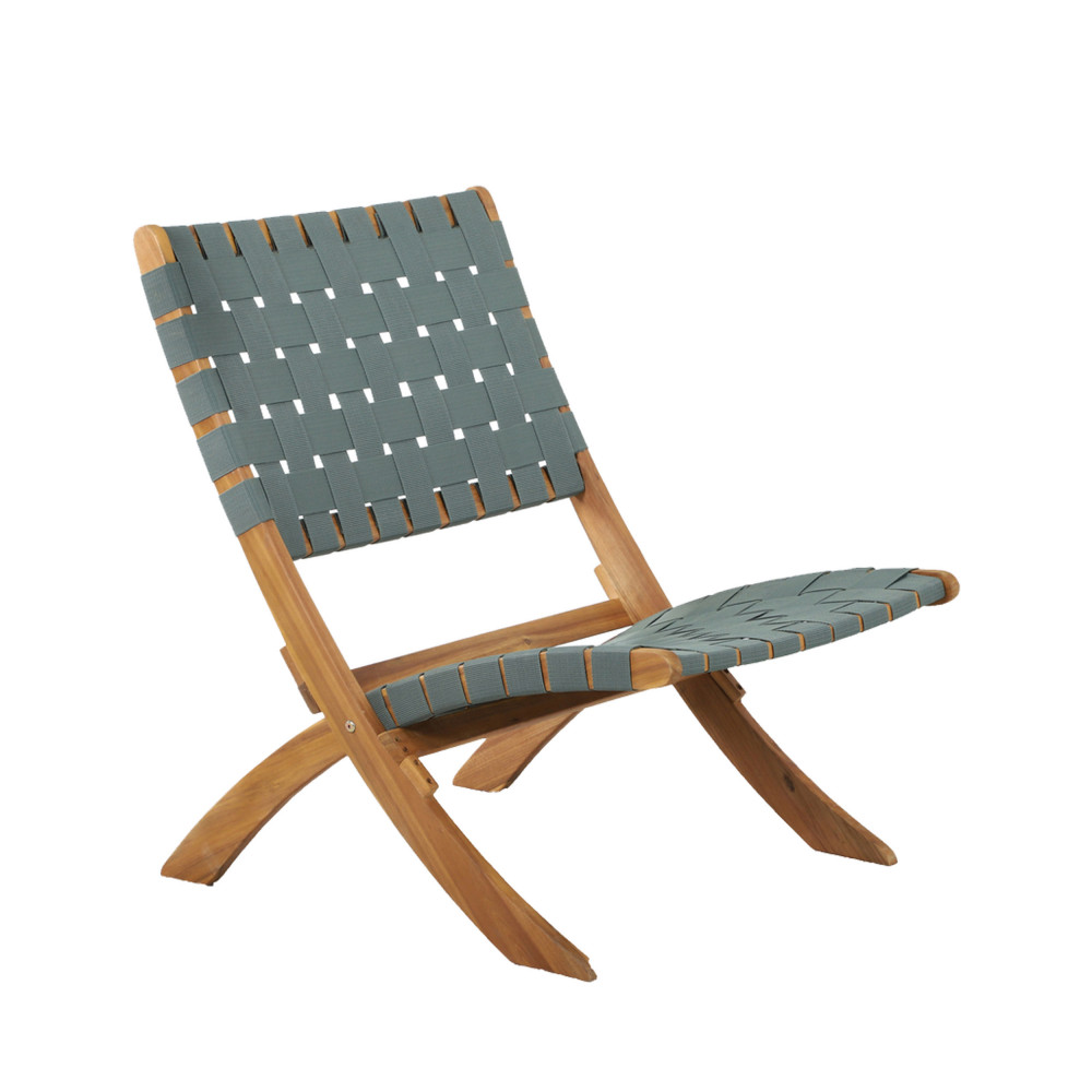 nao - lot de 2 fauteuils de jardin pliants en bois d'acacia et corde - couleur - vert
