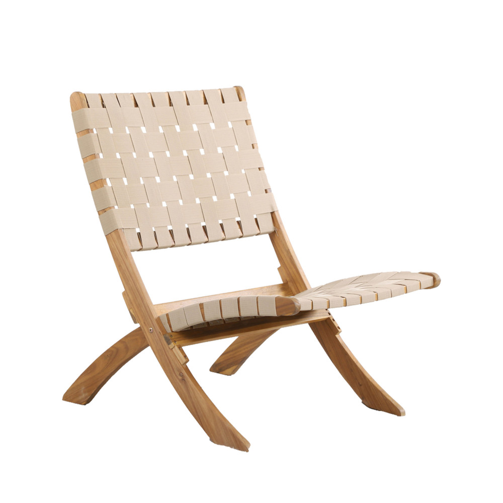nao - lot de 2 fauteuils de jardin pliants en bois d'acacia et corde - couleur - naturel