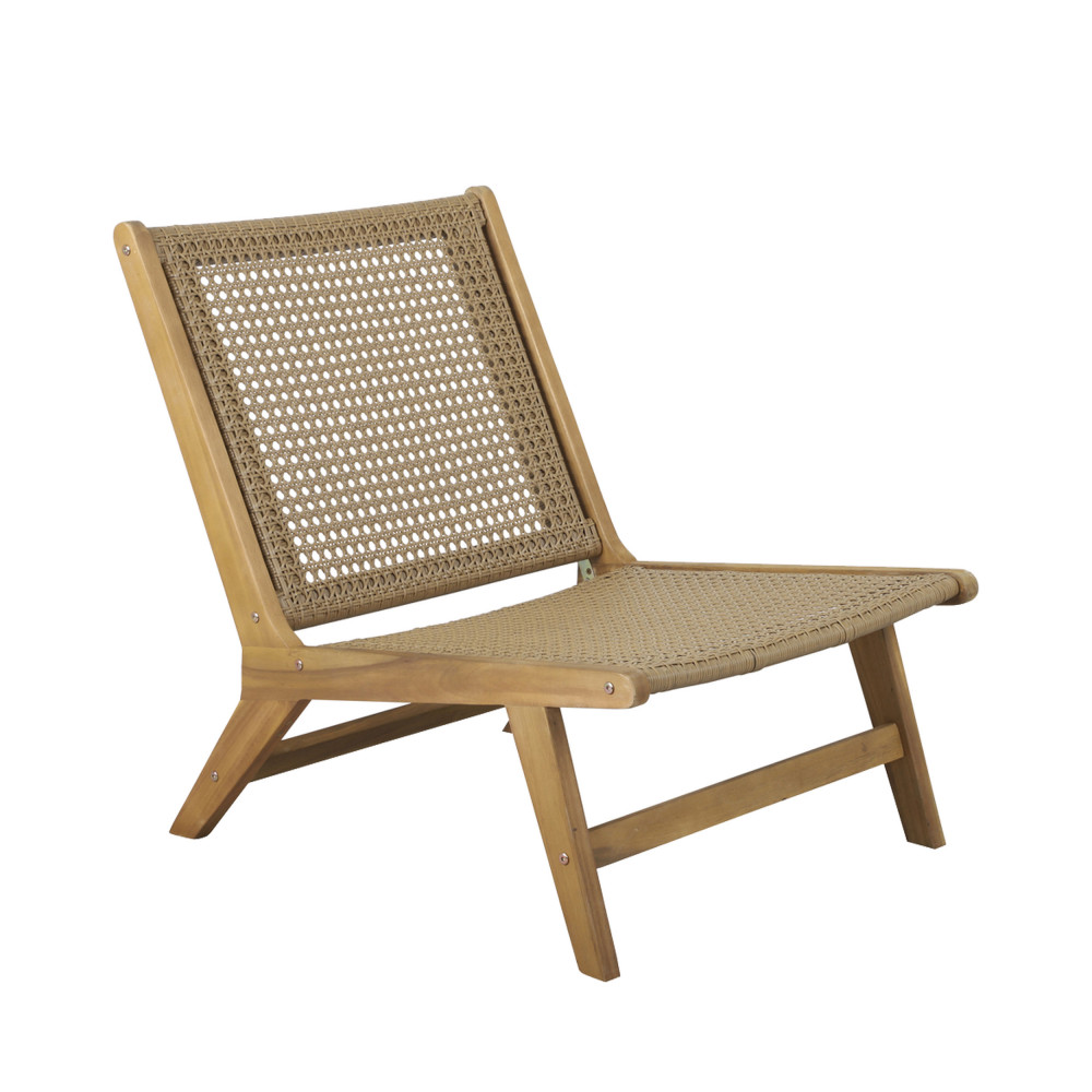 amar - fauteuil de jardin en bois d'acacia et cannage - couleur - bois clair