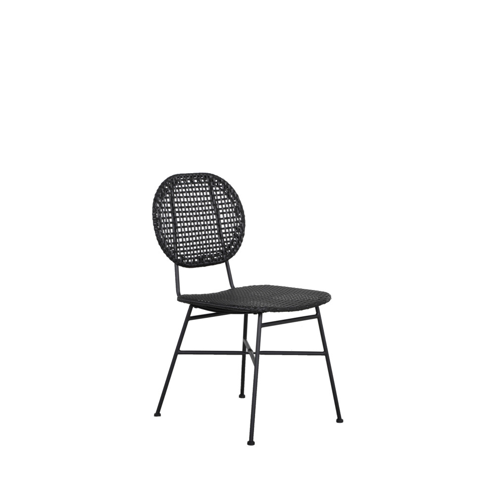 Mads - Lot de 2 chaises de jardin en métal et résine tressée - Couleur - Noir