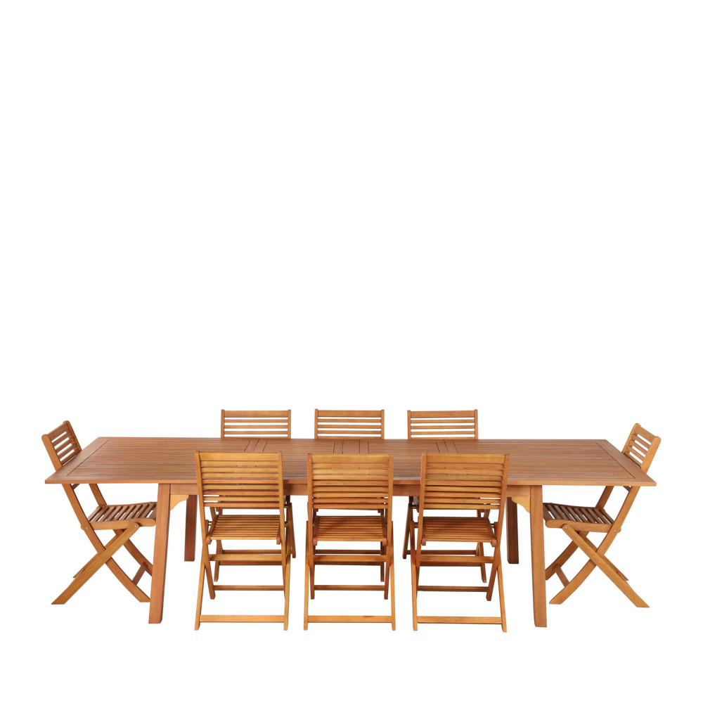 Ensemble Table De Jardin Avec 8 Chaises Et 2 Fauteuils Bois à Prix